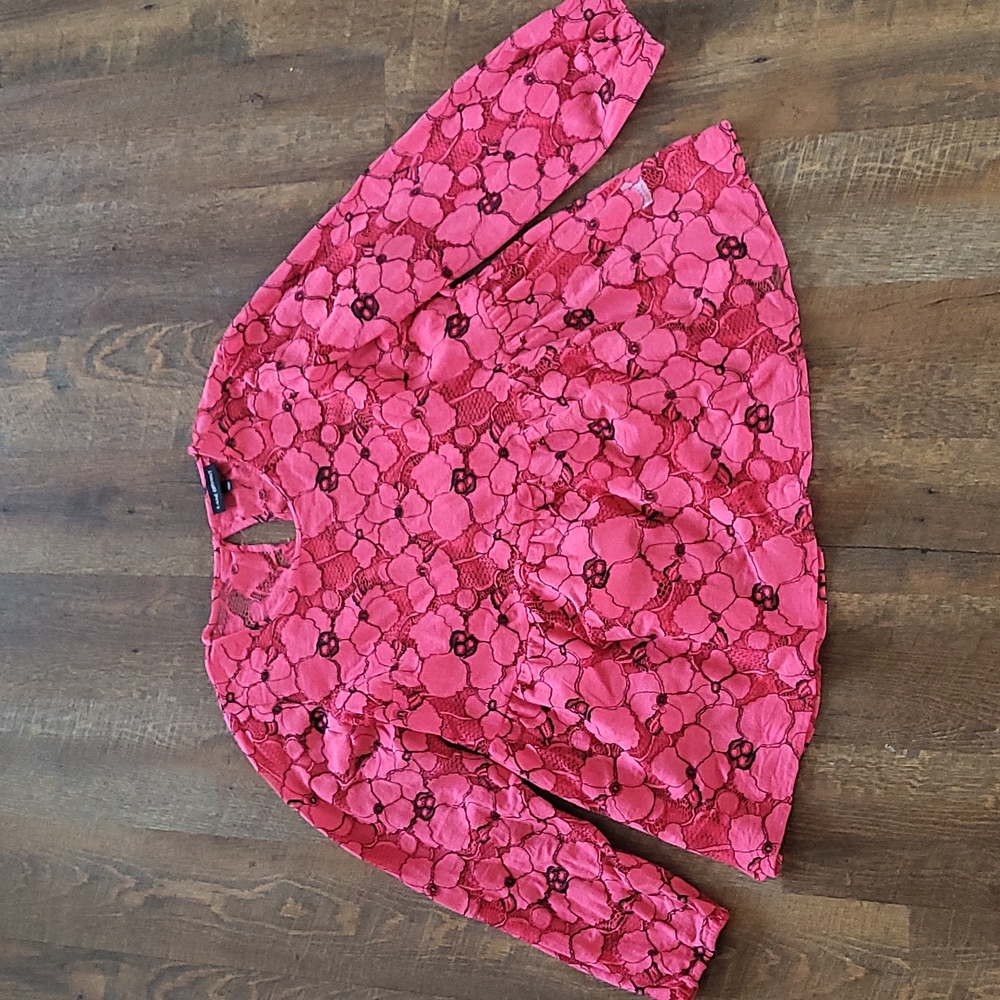 Hot pink floral blouse